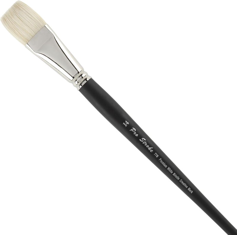 Creative Mark Pro Stroke Premium White Chungking Hog Bristle Artist Paint Brush - Bright # 14 - Natural Bristle Brush w/Great Control Suitable for Oils, Watercolors, Acrylics, Alkyds, Caseins - Image 1